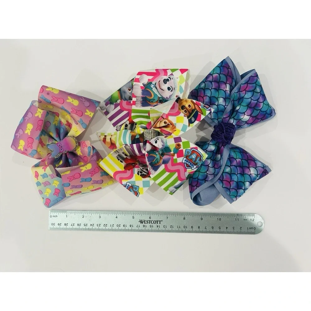 Lot of Girls Hair‎ Bows - Medium/ Large - Mermaid , Paw Patrol , Peeps Occasion